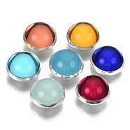 4-Hole Translucent Acrylic Sewing Buttons, with Brass Findings, Half Round, Mixed Color, 8x6mm, Hole: 1mm, about 300pcs/bag(BUTT-T008-8mm-M-S)