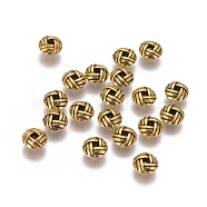 Zinc Alloy Spacer Beads, Flat Round, Cadmium Free & Nickel Free & Lead Free, Antique Golden, 6x3.2mm, Hole: 2mm(X-PALLOY-ZN25847-AG-FF)