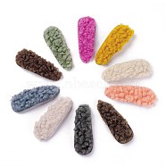 Faux Fur Imitation Lambs Wool Snap Hair Clips, with Stainless Steel Findings, for Girl Hair Decorate, Teardrop, Mixed Color, 70x25x10mm(PHAR-P004-04)