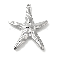 Ocean Theme Anti-Tarnish 304 Stainless Steel Pendants, Stainless Steel Color, Starfish, 35x28.5x4mm, Hole: 1.6mm(STAS-Z092-06P-01)