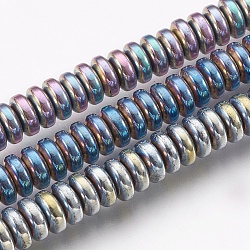 Electroplate Non-magnetic Synthetic Hematite Beads Strands, Long-Lasting Plated, Rondelle, Mixed Color, 6~6.5x2.5~2.8mm, Hole: 1.5mm, about 151pcs/strand, 15.55 inch(39.5cm)(G-I200-04)