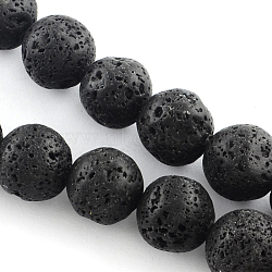 Natural Lava Rock Gemstone Round Bead Strands, Black, 12mm, Hole: 1.5mm, about 33pcs/strand, 15.7 inch(X-G-R285-12mm-06)
