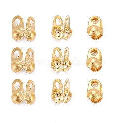 304 Stainless Steel Bead Tips, Calotte Ends, Clamshell Knot Cover, Golden, 4x2mm, Hole: 1mm(X-STAS-R063-19-G)