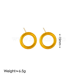 Ring 304 Stainless Steel Stud Earrings, Golden, 15mm(FS-WGB56F0-05)