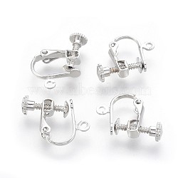 Racking Plated Brass Clip-on Earring Findings, with Loop, Platinum, 13x16x5mm, Hole: 1.5mm(KK-P169-01P)