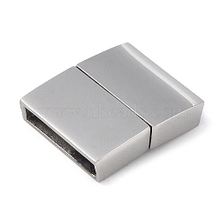 Tarnish Resistant 304 Stainless Steel Magnetic Clasps with Glue-in Ends, Rectangle, Stainless Steel Color, 20.5x16.5x4.5mm, Hole: 2.8x15mm(STAS-G163-60P-01)