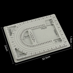 PE and Flocking Bead Design Boards, Necklace Design Board, with Graduated Measurements, DIY Beading Jewelry Making Tray, Rectangle, Gray, 32.5x24x1.5cm(X-CON-PW0001-169B)