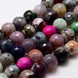 Natural Fire Crackle Agate Bead Strands, 
Dyed, Faceted, Round, Colorful, 12mm, Hole: 1.5mm, about 30~32pcs/strand, 14 inch(G-G882-12mm-B07-1)