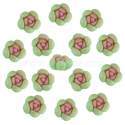 CHGCRAFT 15Pcs Handmade Polymer Clay Cabochons, Succulents, Light Green, 22~23x22.5~23.5x14~15mm(CLAY-CA0001-10)