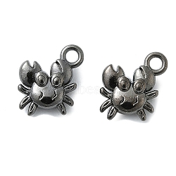 Alloy Charms, Cadmium Free & Nickel Free & Lead Free, Crab, Gunmetal, 12x11x4mm, Hole: 2mm(PALLOY-ZN49542-B-FF)