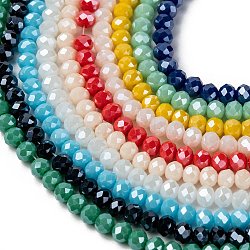 Electroplate Glass Beads Strands, Pearl Luster Plated, Faceted, Rondelle, Mixed Color, 6x5mm, Hole: 1mm, about 92~94pcs/strand, 1strand/color, 10 colors(EGLA-X0007-01F-6mm)