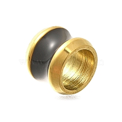 304 Stainless Steel Enamel European Beads, Large Hole Beads, Column, Golden, 5x6mm, Hole: 4.2mm(STAS-R140-22G)