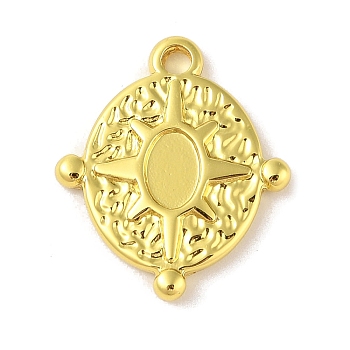 304 Stainless Steel Pendant Cabochon Settings, Oval with Sun, Real 18K Gold Plated, Tray: 5.5x3.5mm, 20.5x18x2.5mm, Hole: 1.7mm