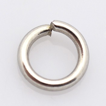 304 Stainless Steel Jump Rings, Open Jump Rings, Stainless Steel Color, 9x1.2mm, Inner Diameter: 6.6mm