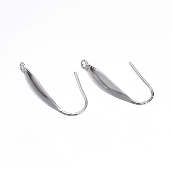 304 Stainless Steel Earring Hooks, with Vertical Loop, Stainless Steel Color, 20x10x4.5mm, Hole: 1.2mm
