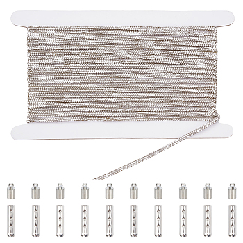DIY Shoelaces, Including Synthetic Rubber Cord with Rhinestone, Brass Pendant Bails & Half Cover Crimp End Caps, Crystal, 4mm, 10 yards