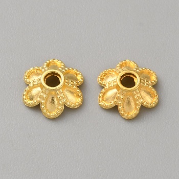 Alloy Bead Caps, Flower, Golden, 7x8x2.5mm, Hole: 1.6mm