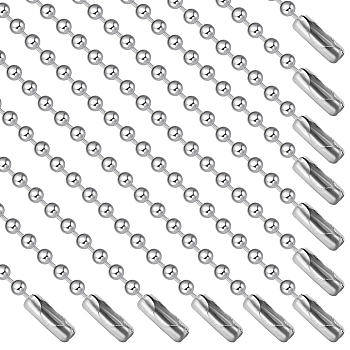 24Pcs 304 Stainless Steel Ball Chain Necklace Making, Stainless Steel Color, 23.62 inch(60cm)