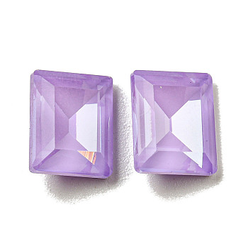 Glass Rhinestone Cabochons, Point Back & Back Plated, Faceted, Rectangle, Purple Velvet, 10x8x5mm