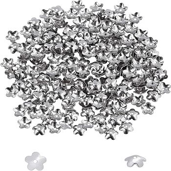 Unicraftale 304 Stainless Steel Beads Caps, 5-Petal, Stainless Steel Color, 5.8x1.8mm, Hole: 0.7mm