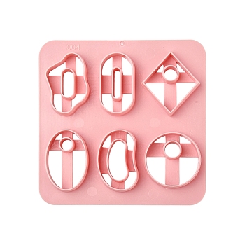 ABS Cookie Cutters, Rhombus/Oval/Round, Pink, 100x100mm