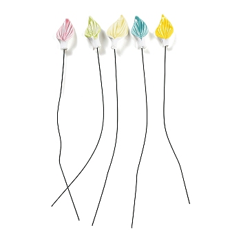 Ceramic Leaf Stems with Iron Stem, Decorative Artificial Leaf Picks for Vases & Home Decor, Mixed Color, 295~300mm