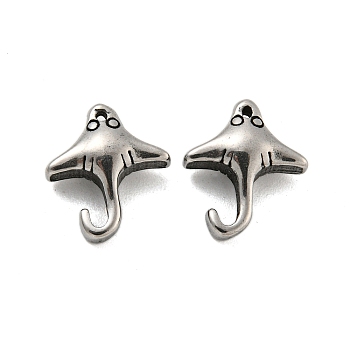 Animal 304 Stainless Steel Beads, Antique Silver, Fish, 12.5x10.5x4.5mm, Hole: 1.8mm