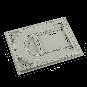 PE and Flocking Bead Design Boards, Necklace Design Board, with Graduated Measurements, DIY Beading Jewelry Making Tray, Rectangle, Gray, 32.5x24x1.5cm