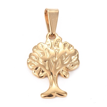 304 Stainless Steel Pendants, Tree of Life, Golden, 21.5x16.5x2.5mm, Hole: 8x3.5mm