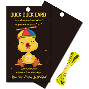 CREATCABIN 50Pcs Paper Card, Greeting Card, Duck Theme Card, Rectangle, Word, 87.5x50mm