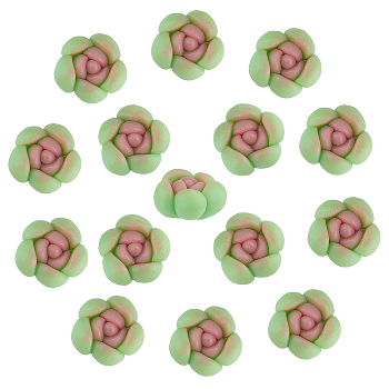 CHGCRAFT 15Pcs Handmade Polymer Clay Cabochons, Succulents, Light Green, 22~23x22.5~23.5x14~15mm