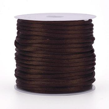 Nylon Satin Rattail Cords, Beading Threads for Bracelet Jewelry Making Chinese Knot Macrame Craft, Coffee, 2mm, about 10.93 yards(10m)/roll