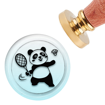 Brass Wax Seal Stamp with Handle, for DIY Scrapbooking, Panda Pattern, 3.5x1.18 inch(8.9x3cm)