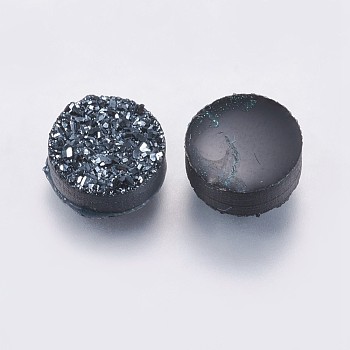 Imitation Druzy Gemstone Resin Cabochons, Flat Round, Black, 8x3mm