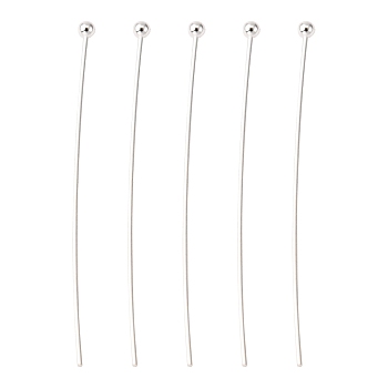 Brass Ball Head Pins, Silver Color, Size: about 0.6mm thick, 40mm long, head: 1.5mm, about 528pcs/50g