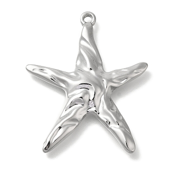 Ocean Theme Anti-Tarnish 304 Stainless Steel Pendants, Stainless Steel Color, Starfish, 35x28.5x4mm, Hole: 1.6mm