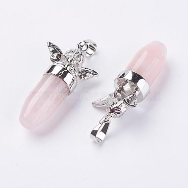 Platinum Angel & Fairy Rose Quartz Pendants