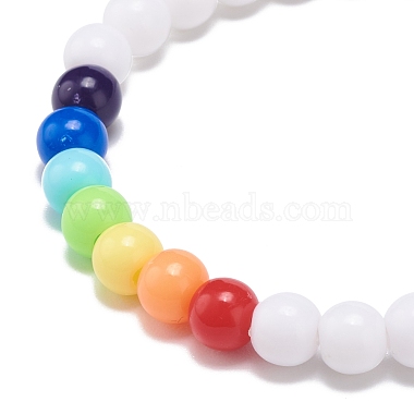 2Pcs 2 Colors Acrylic Round Beaded Stretch Bracelets Set for Kids(BJEW-JB08555-02)-6