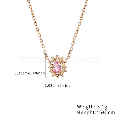 Cubic Zirconia Flower Pendant Necklaces with Stainless Steel Chains(WL0189-1)-2
