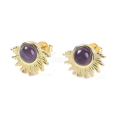 Sun Amethyst Stud Earrings