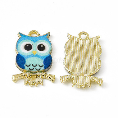 Golden Sky Blue Owl Alloy Pendants