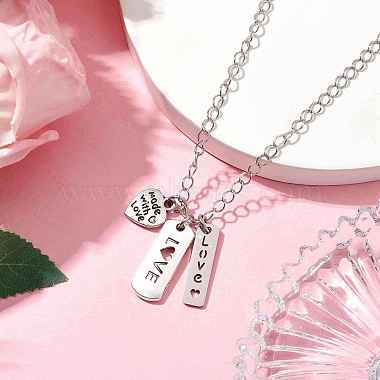 Valentine's Day Alloy and 201 Stainless Steel Word Love Pendant Necklaces(NJEW-JN04693)-3