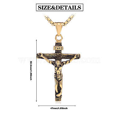 Cross Pendant Necklace with Jesus Crucifix Religious Necklace Sacrosanct Charm Neck Chain Jewelry Gift for Birthday Easter Thanksgiving Day(JN1109C)-5