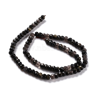 Natural Golden Sheen Obsidian Beads Strands(G-K312-11B)-2