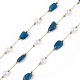 Pépite de lapis lazuli naturel & chaîne perlée imitation verre(CHS-C006-02E)-1