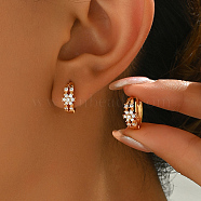 Elegant European and American Style, Brass Clear Cubic Zirconia Stud Earrings for Women, Golden, 5.3mm(TY9974-4)