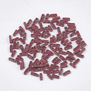 2-Hole Opaque Glass Seed Beads, Rectangle, Brown, 4.5~5x2x1~1.5mm, Hole: 0.5~0.8mm(SEED-S023-21A-03)