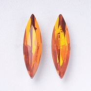 Imitation Austrian Crystal Glass Rhinestone, Grade A, Pointed Back & Back Plated, Horse Eye, Tangerine, 14~14.5x4x2.5~3mm(RGLA-K006-4x15-259)