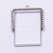Alloy Open Back Bezel Pendants, Rotatable Pendants, For DIY UV Resin, Epoxy Resin, Pressed Flower Jewelry, Lead Free & Cadmium Free, Rectangle, Platinum, 44.5x34.5x4mm, Hole: 1.8mm(PALLOY-WH0071-59P-RS)