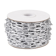 Aluminum Paperclip Chains, Drawn Elongated Cable Chains, Unwelded, Gainsboro, 15.5x7.5x2mm, about 32.81 Feet(10m)/Roll(YS-TAC001-02)